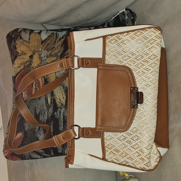 White and Tan Satchel bad NWOT - Picture 1 of 9